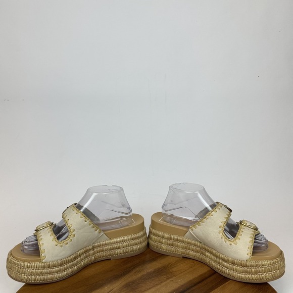 New Womens Dolce Vita Wanika Buckle Ivory Leather Platfrom Slide‎ Sandals Size 9 - Picture 5 of 8